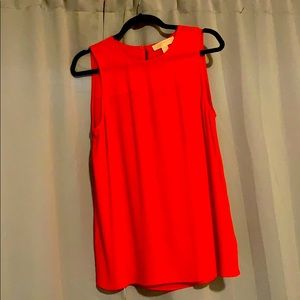 Michael Kors Pleated Sleeveless Shirt Coral